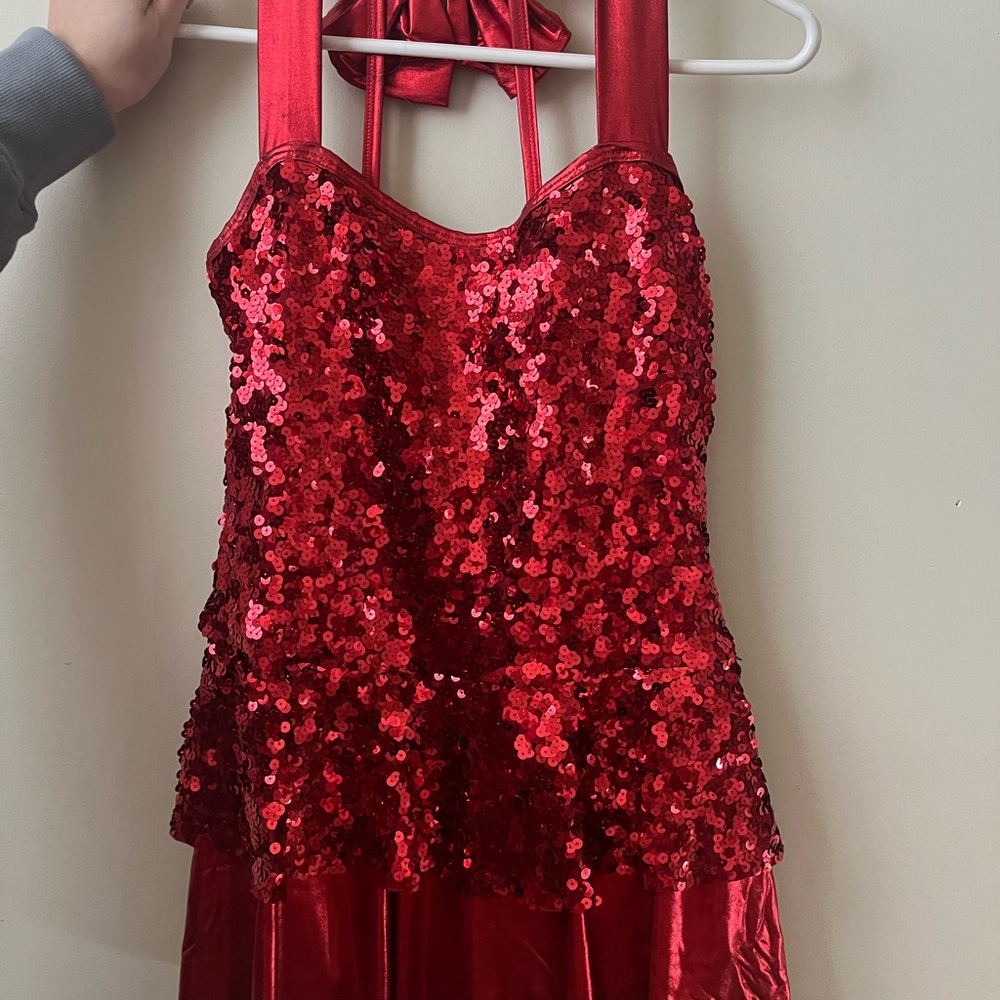 Elegant Red Sequin Figure Skating/Dance Dress
